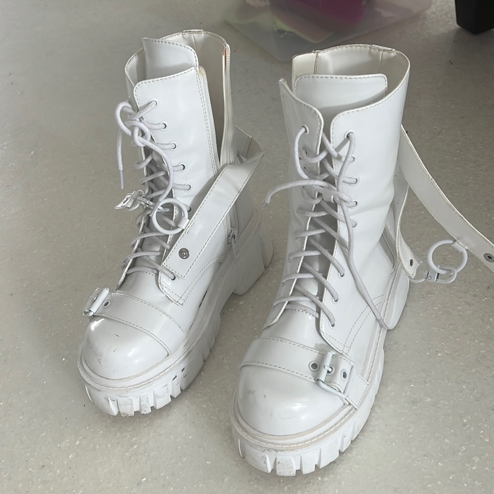 White platform boots